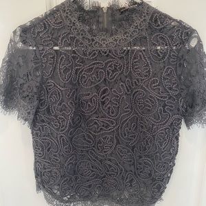 Zara Grey Lace Top